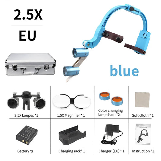 Dental Loupes Wireless LED Dental Headlight Lamp Rechargeable Headlamp Surgical Luxury Magnifying Glasses Dentists Lab Equipment