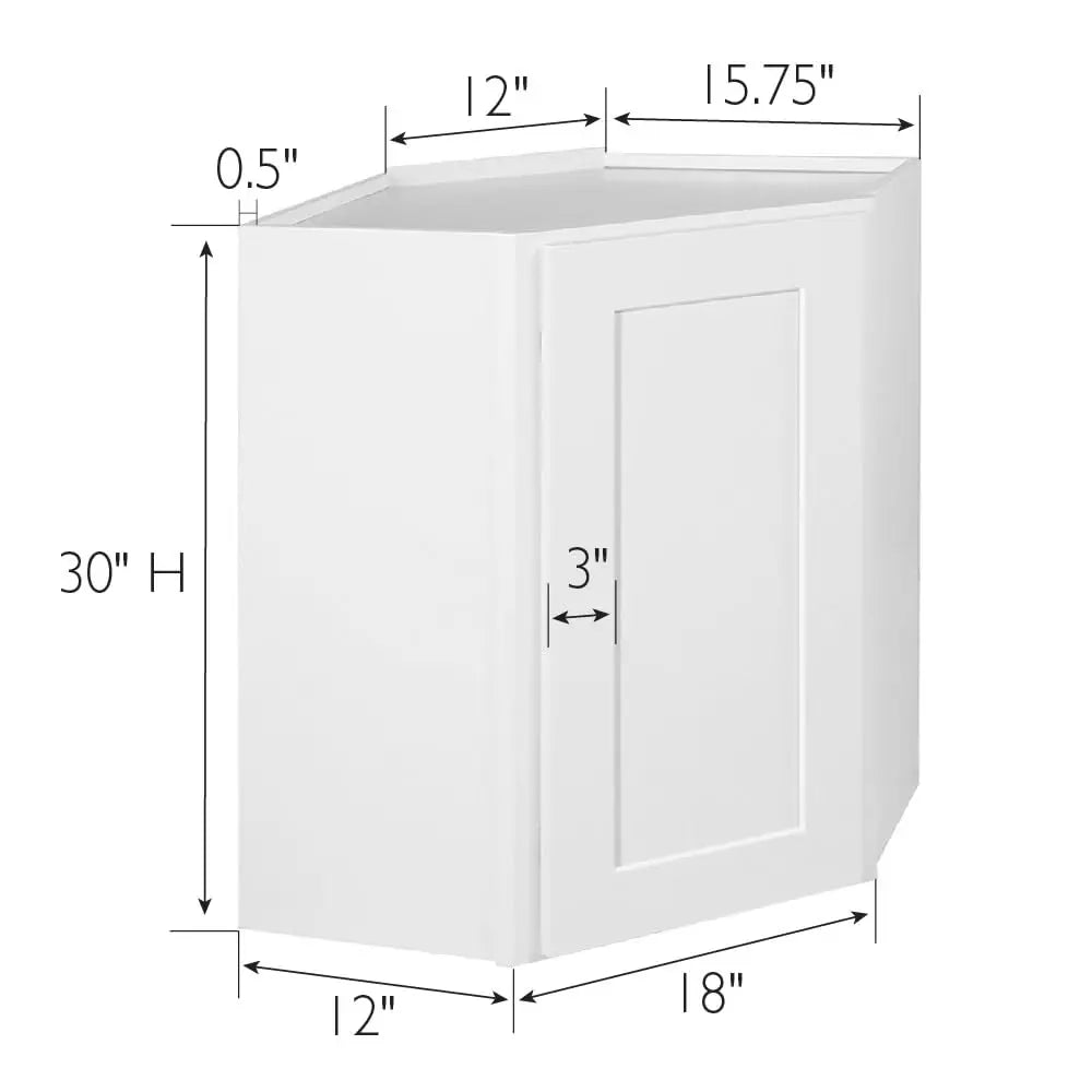 Brookings Shaker Unassembled Corner Wall Kitchen Cabinet Wac2430, 24 W X 12 D X 30 H, Painted White, Solid Wood, , 561779