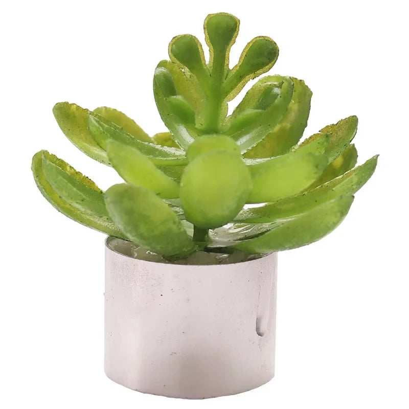 1pcs Mini Plant Gold Silver Flowerpot Miniature Simulation Succulent Plants Toy Play Dollhouse Room Garden Art Accessories
