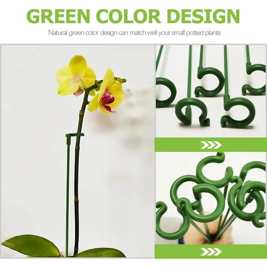 40 Pcs Flower Stand Plant Support Rack Sticks Orchid Stake Gardening Growth Poles Plastic Small Potted Fixed Rods Green Home