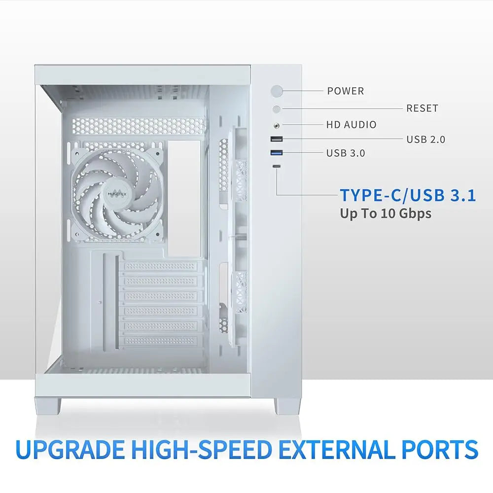 Atx Pc Case, 360Mm Rad Support, 3 X 120Mm Non-Argb Fans Pre-Installed, 270° Full View Tempered Glass Gaming Pc Case With