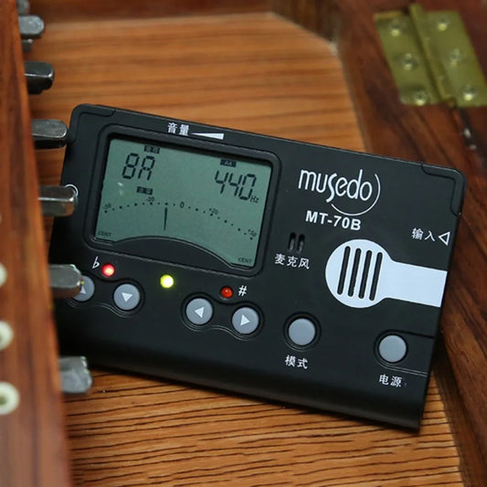 Built-In Microphone Music Tuner with Clip 3 Modes 3 in 1 Metronome Tone Generator LCD Portable Electronic Metronome Guitar