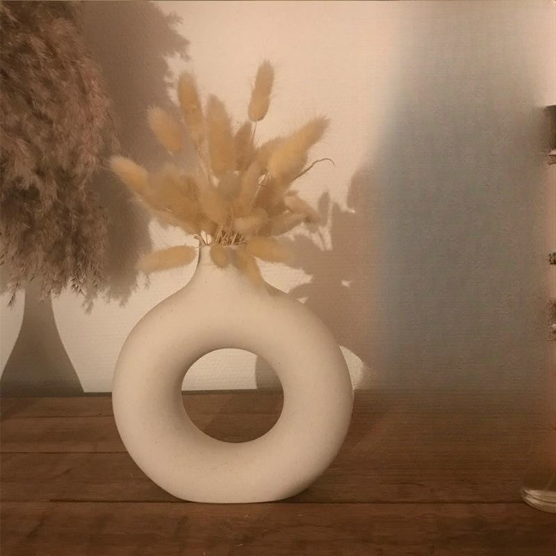 Donut Plain Burned Ceramic Vase Ins Wind