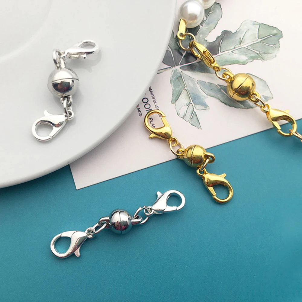 10 Pairs Necklace Magnet Connector Gold Siver Cylindrical Magnetic Clasp Connectors For Jewelry Making Necklace Bracelet