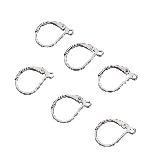 100pcs 304 Stainless Steel Earring Hooks French Leverback Earring Findings with Loop for Hoops Earrings DIY Jewelry Making