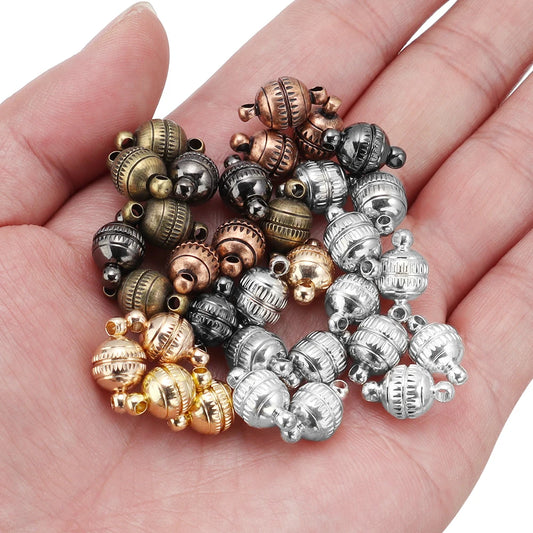 5Pcs/Lot 8/10mm Round Magnetic Connectors Clasps Magnet Charms End Cap for DIY Jewelry Making Couple Bracelet Necklace Accessori