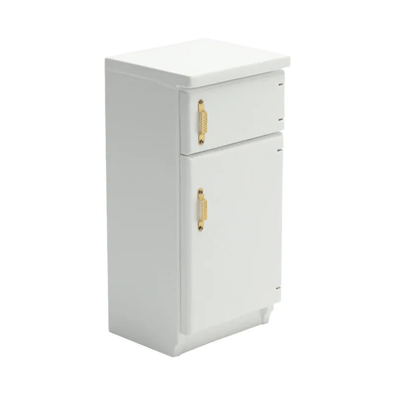 1pcs 1:12 Miniature White Refrigerator with Functional Doors Dollhouse Model Classic Style Doll House Decor Furniture