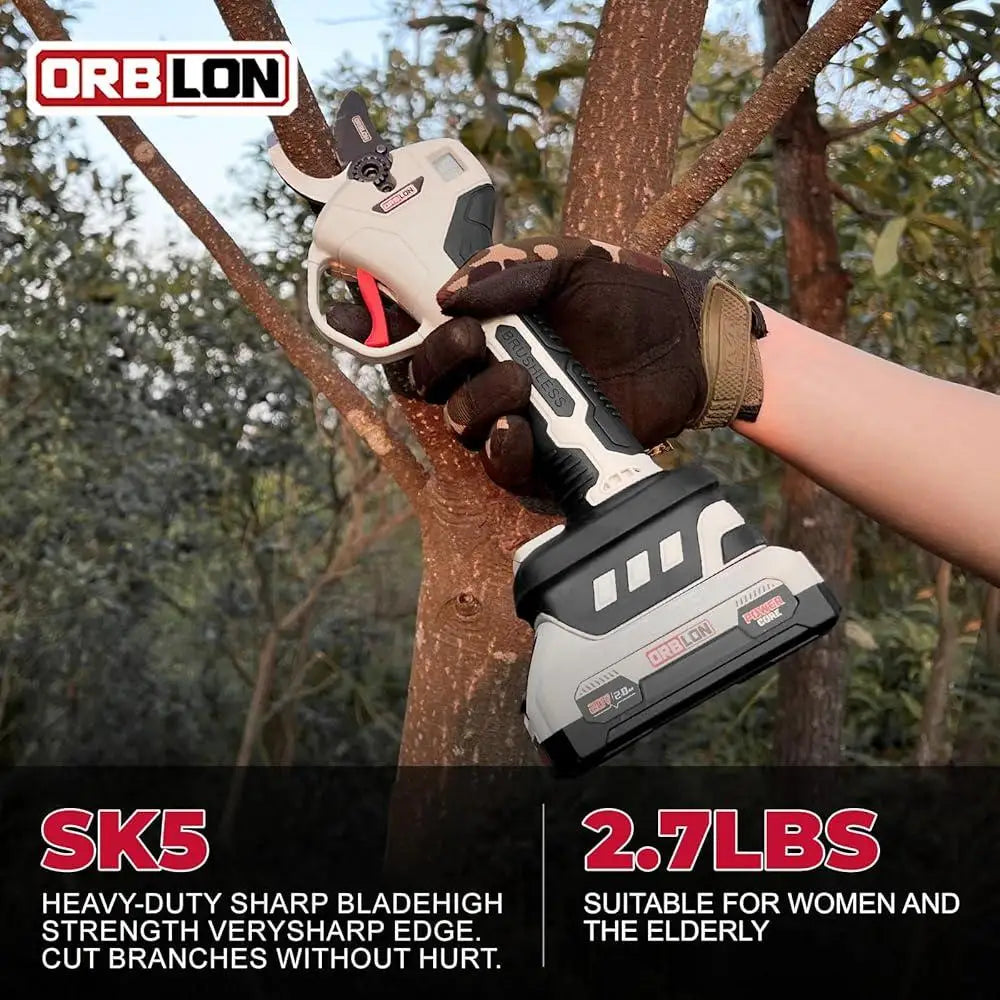 Cordless Electric Pruning Shears Brushless Motor SK5 Blades LCD Display Ergonomic Handle Smart Battery Life Fast Cutting Pruner