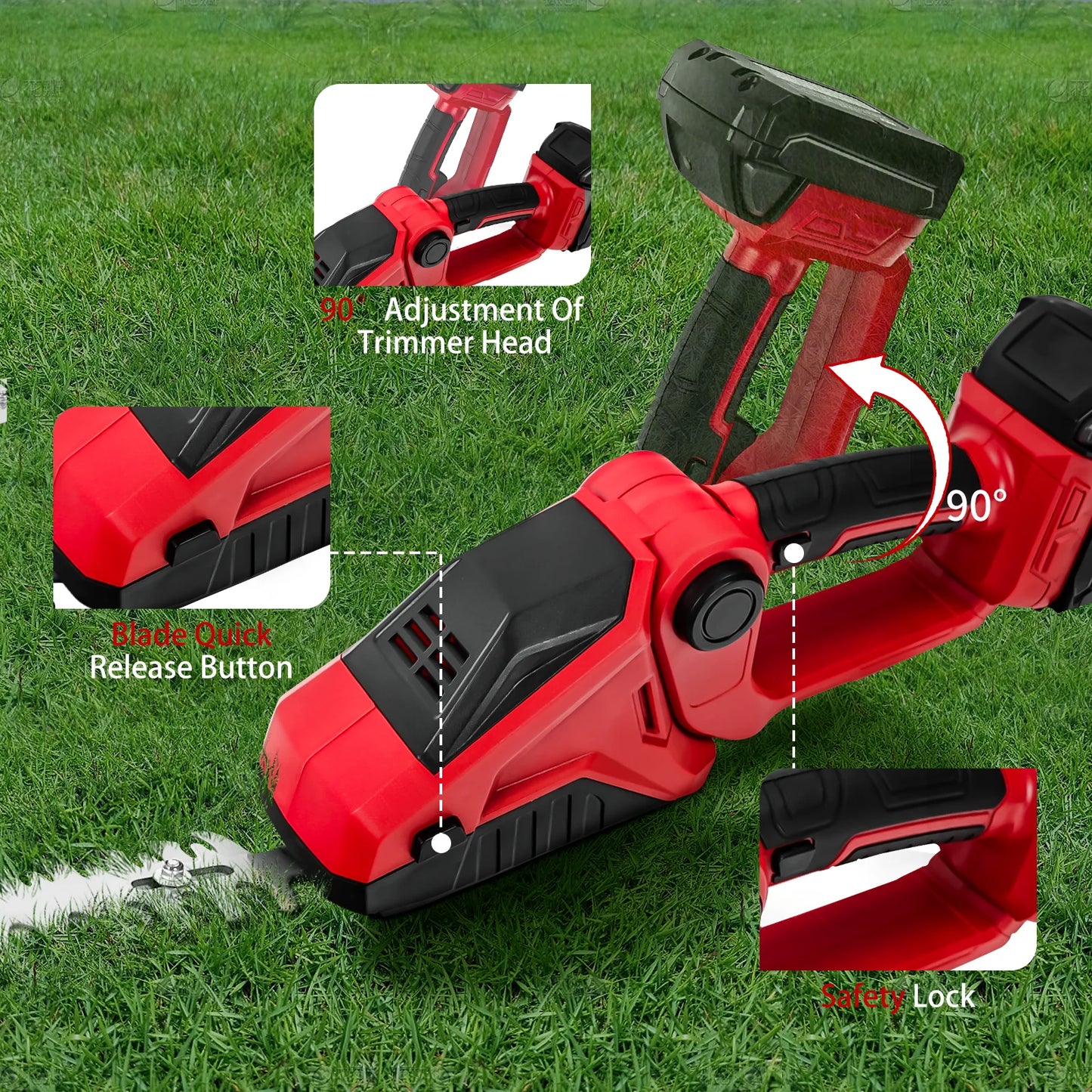 2 IN 1 Hedge Trimmer Cordless For Milwaukee 18V Battery Electric Grass Shears Handheld Shrub Trimmer Bush Trimmer (No Battery)