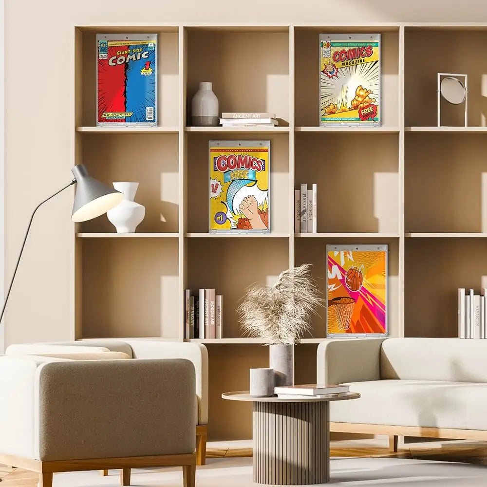 4 Pa Magnetic Comic Book Holder 7.52"" X 12.24"" Outer Clear Comic Book Display Case 7.13"" X 10.91"" Inside Wall Mountable Uv