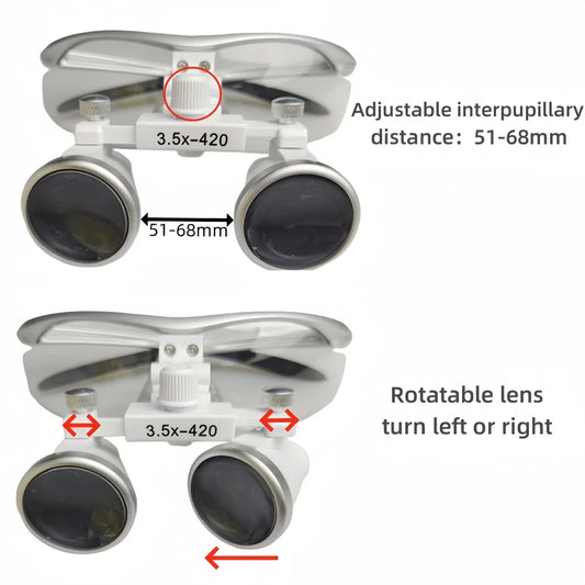 3.5X Ultra-Lightweight Dental Loupes Binocular Magnifier for Surgery - 320mm-420mm Range Dental surgical tools