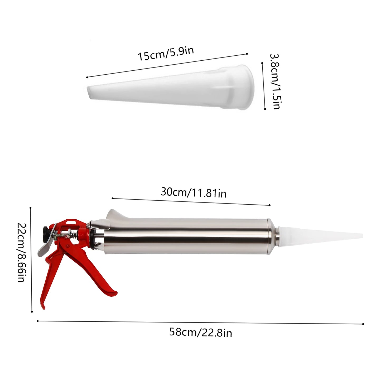 Durable Caulk Gun with Stainless Steel and Plastic Construction, Ergonomic Handle, Compact and Lightweight Design, Ideal
