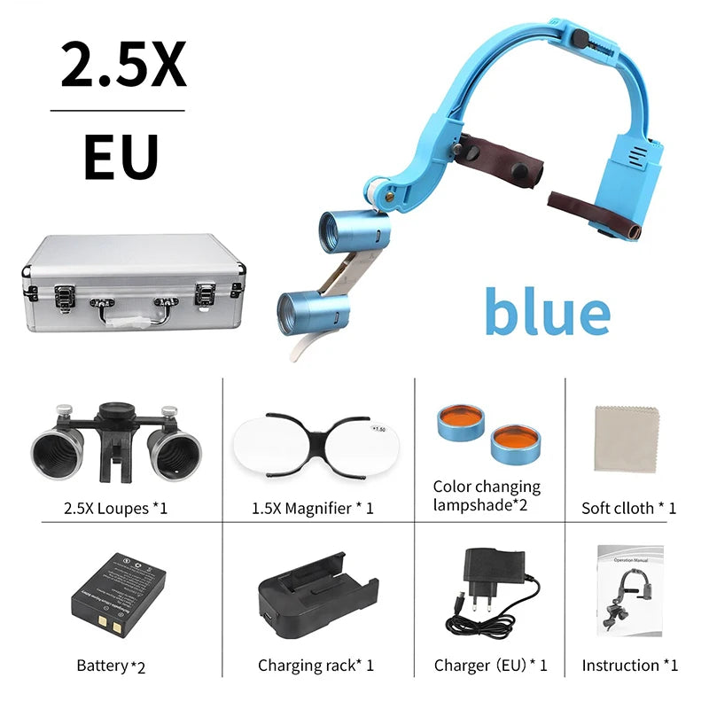 Dental Loupes Wireless LED Dental Headlight Lamp Rechargeable Headlamp Surgical Luxury Magnifying Glasses Dentists Lab Equipment