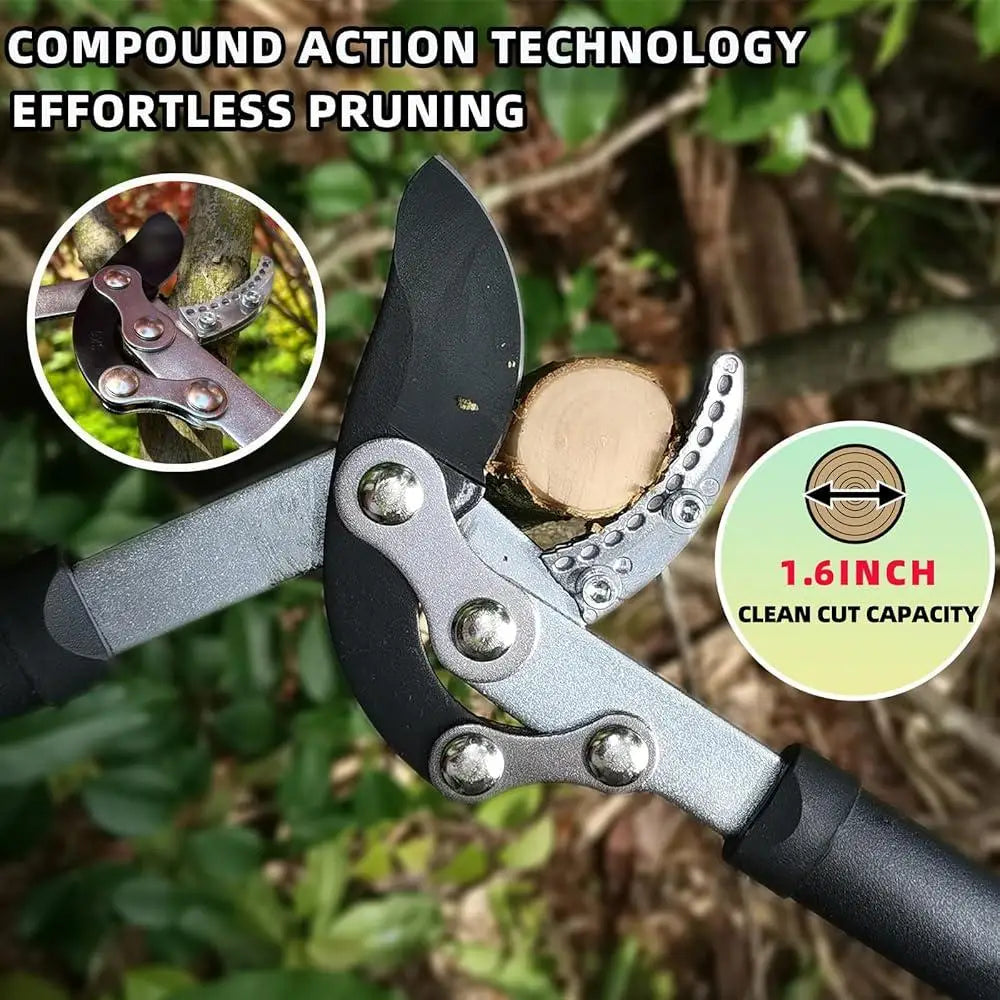 3-Piece Garden Pruner Set Sharp Loppers Hedge Clippers Pruning Shears Compound Action Tree Trimmer Branch Cutter Yard Tools