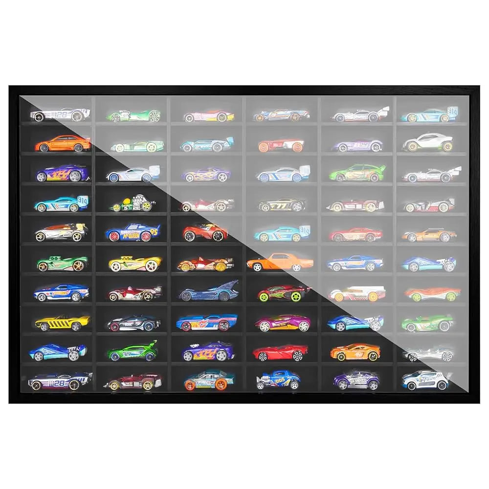 Diecast Model Car Display Case ,1/64 Scale , Matchbox Toy Cars Organizer Storage Cabinet Wall Mount With Acrylic Glass Door,