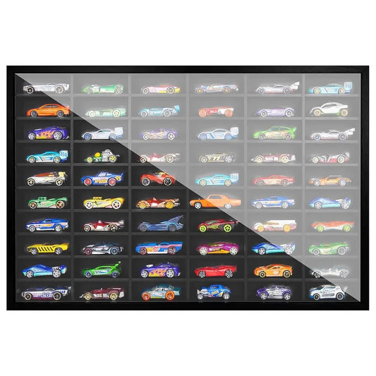 Diecast Model Car Display Case ,1/64 Scale , Matchbox Toy Cars Organizer Storage Cabinet Wall Mount With Acrylic Glass Door,