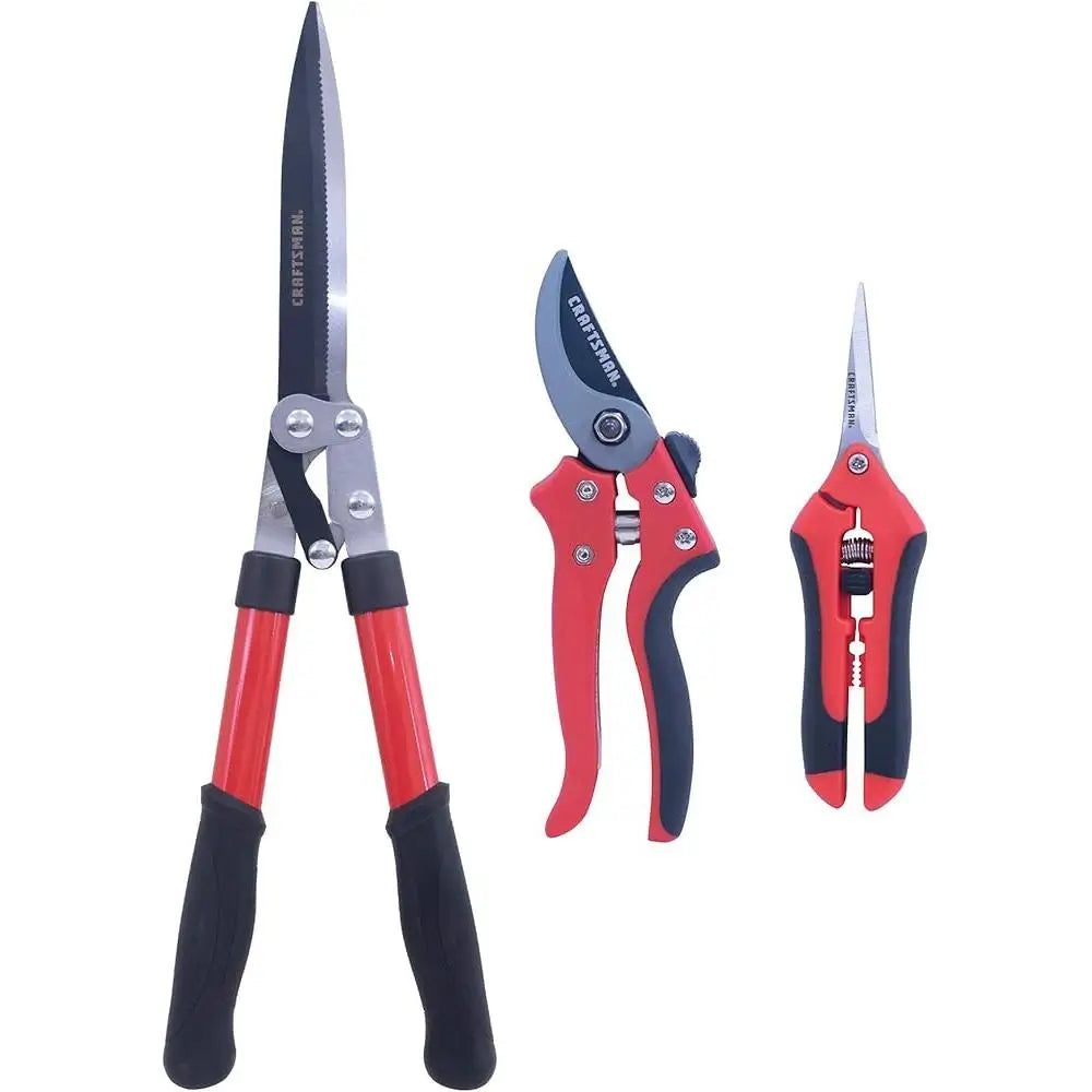 3 Piece Trimming Sculpting Set Bypass Pruning Shears Garden Snips Hedge Shears Ergonomic Soft Touch Garden Tools