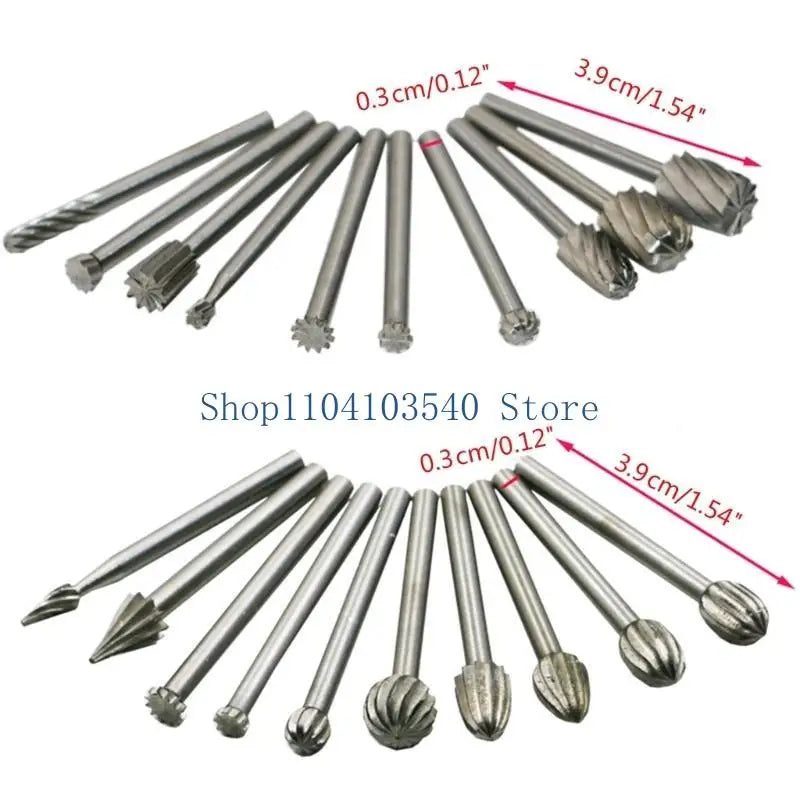02DC 20PCS 3mm Shank HighSpeed Steel Rotary Burr Set Deburring Polishing Tools Bit for Dremel Accessories Rotary Burrs 39mm