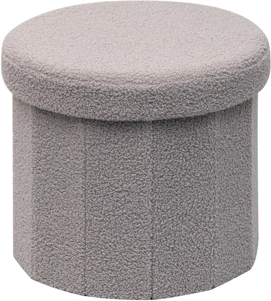 B Fsobeiialeo Storage Ottoman Cube, Round Ottomans With Storage Foot Stool Footrest For Lving Room, Boucle Ottoman Seat For