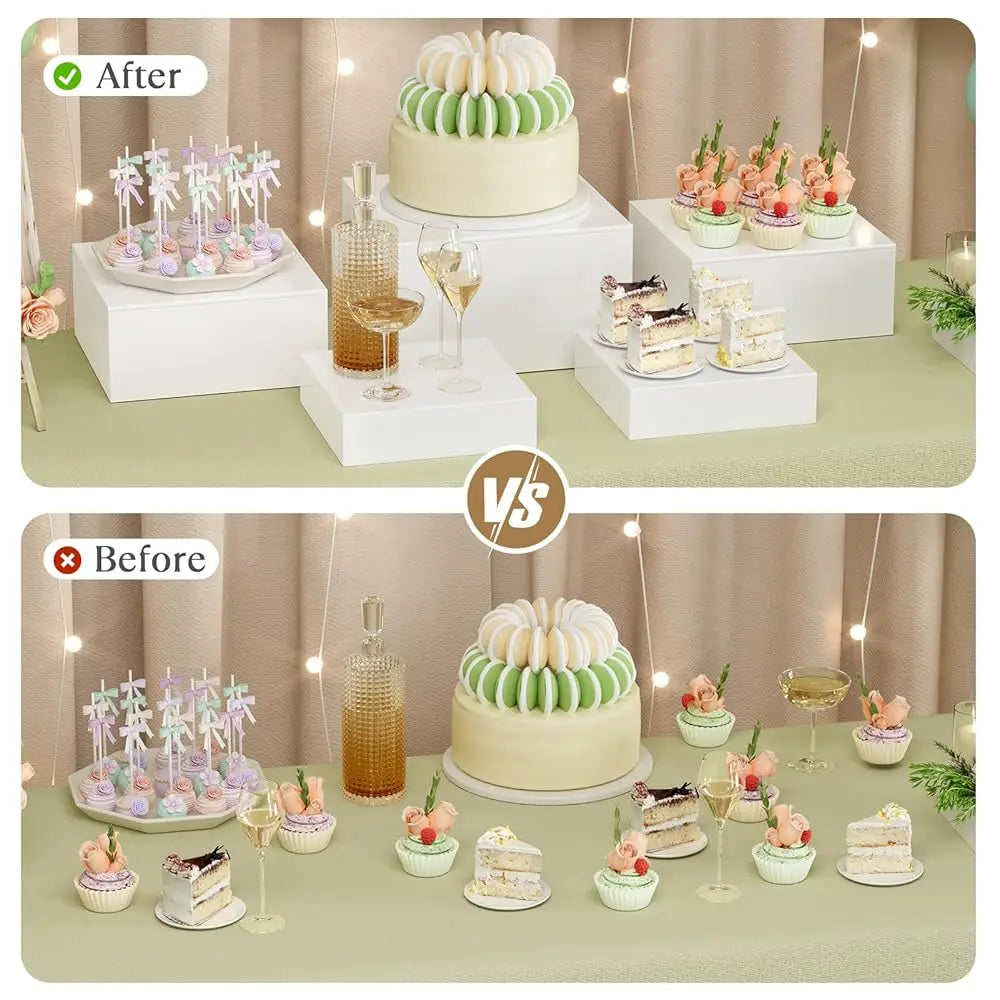 3 Pcs Acrylic Buffet Risers, Food Display Stand For Buffet Table, Dessert Cube Boxes With Hollow Bot For Party Food Display,