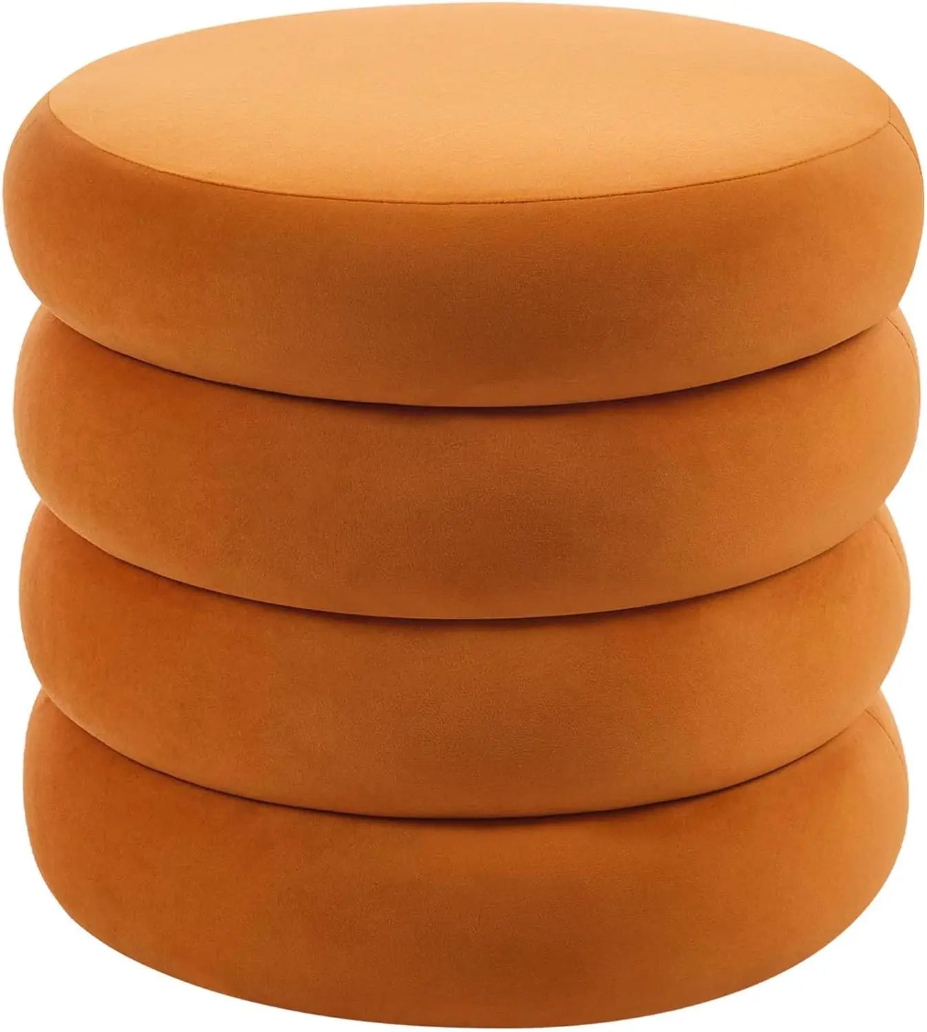 20.1'' Storage Ottoman Round, Velvet Pouf Ottoman Foot Rest With Removable Lid, Modern Orange Vanity Stool Seating For Girls