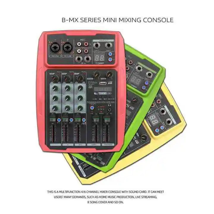 Factory Professional 4 Channels Audio Mixer Wireless Connection Audio Mixer With Sound Card for Live Streaming