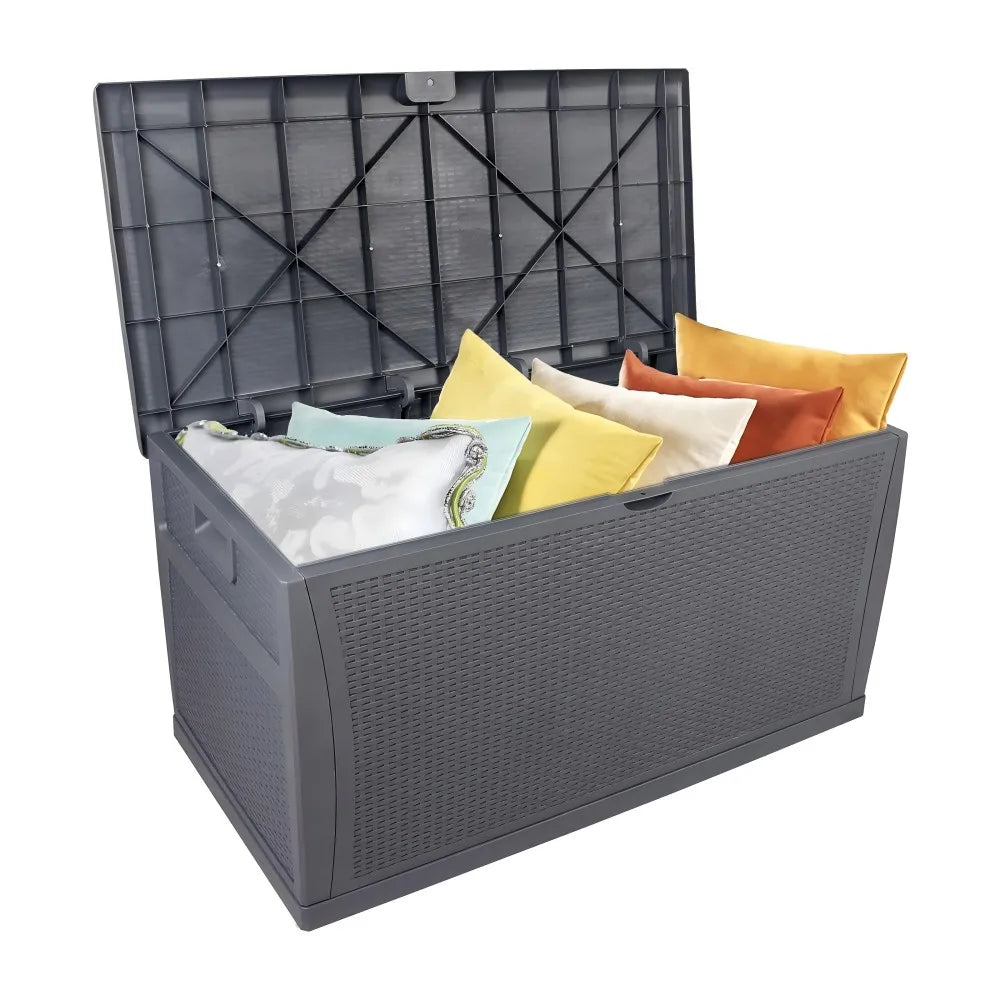 120gal 460L Outdoor Garden Plastic Storage Deck Box Chest Tools Cushions Toys Lockable Seat Waterproof