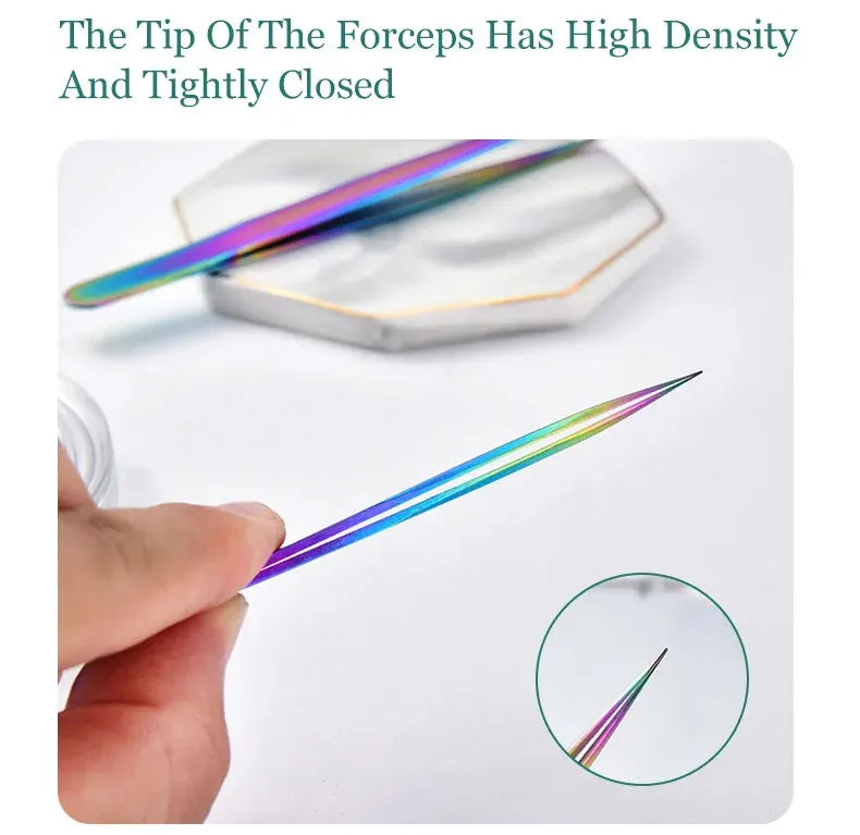 4Pcs Rainbow Eyelashes Tweezers Set Stainless Steel Superhard Tweezers Makeup Tools Nail Art Accessories Rhinestone Picker Tools