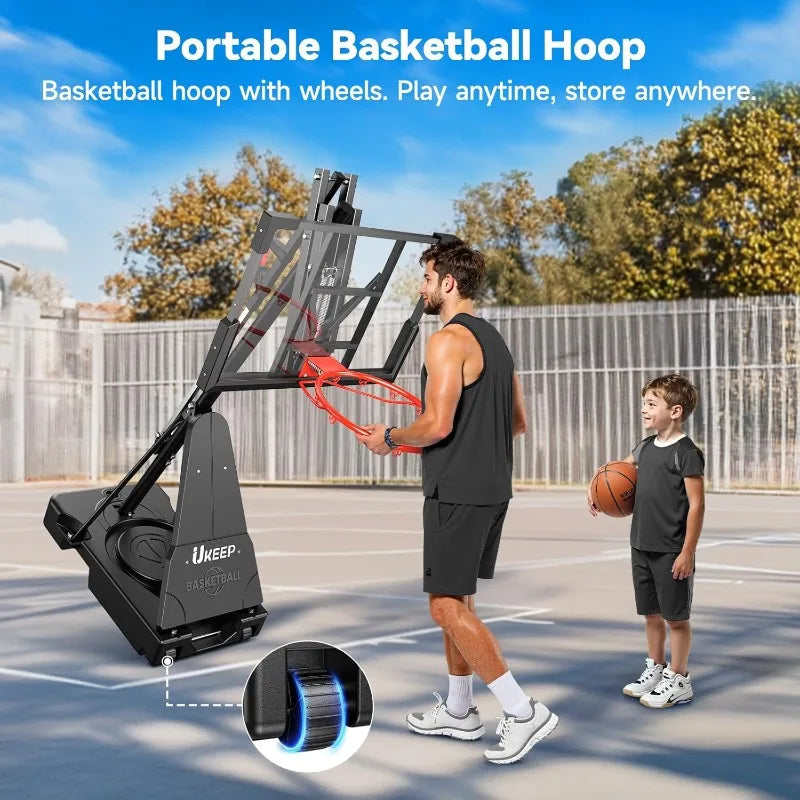 Basketball Hoop System with 44" Shatterproof Backboard – Adjustable Height 5.25FT to 10FT, Ideal for Youth, Teens, and Adults