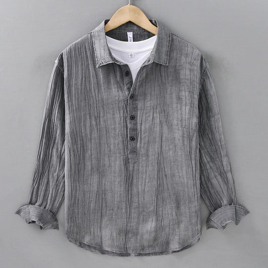 Casual Crumpled Pullover Linen Shirt