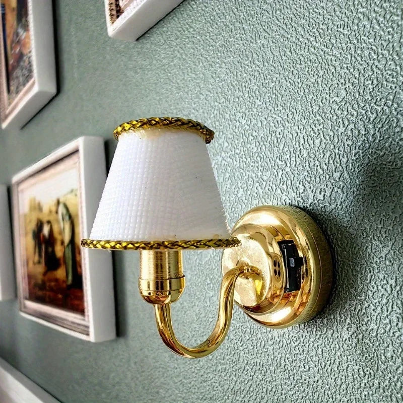 1pcs Mini Lighting Lamp Wall Doll House Light Model Miniature ON/OFF Switch DollHouse Lightweight Kids Toy Decor Accessories