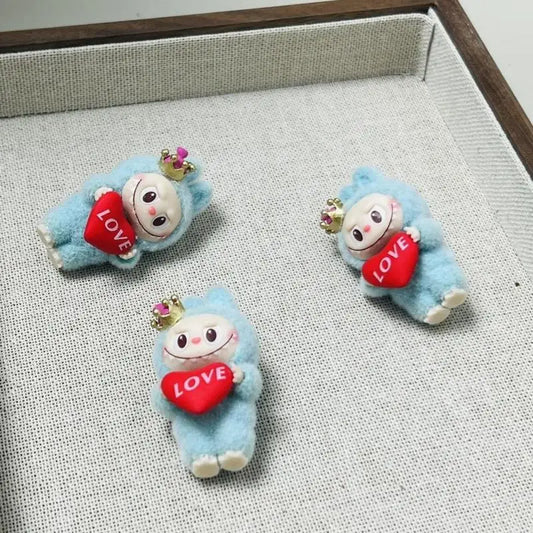 Cartoon Love Crown mini Labubu Series Mini Flocking Exquisite Cute Doll Gift Diy Pendant Accessories Decoration Kawaii Toys Gift