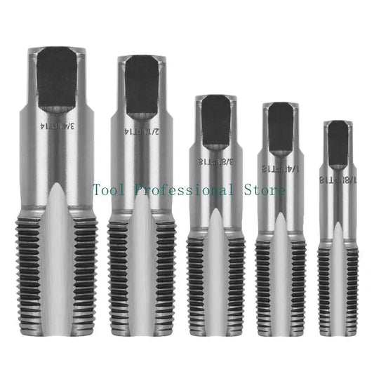 57QF 5Pcs NPT Pipe Tap Set 1/8" 1/4" 3/8" 1/2" and 3/4" With Case Carbon Steel  For Cleaning Or Re-Thread Damaged Thread