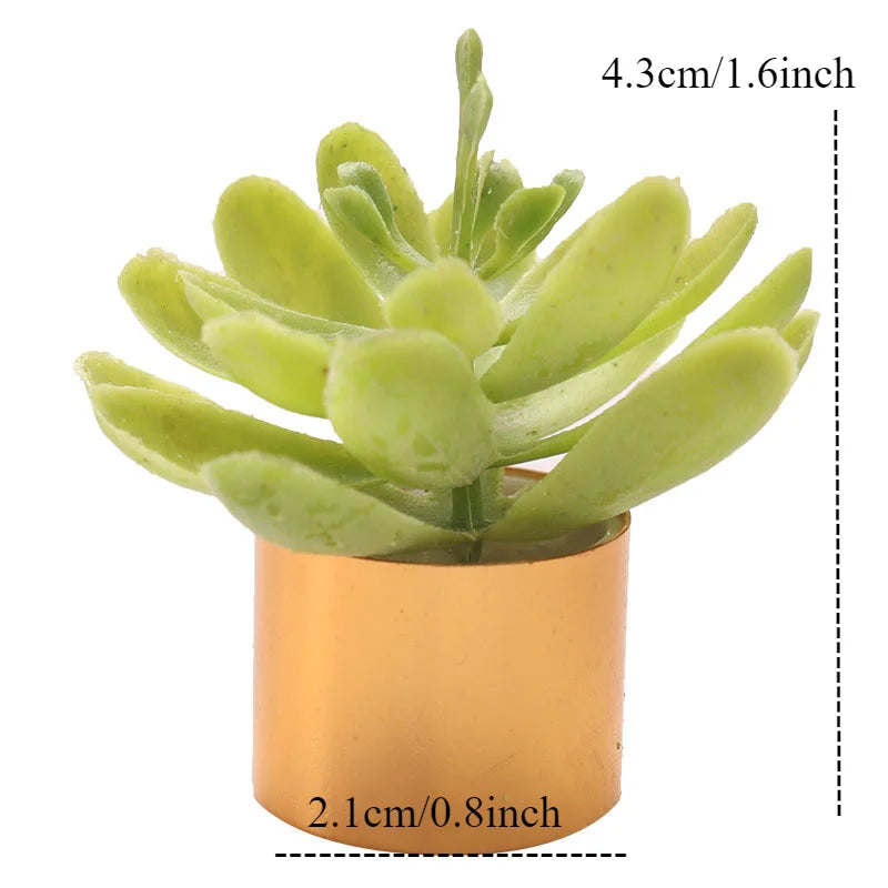 1pcs Mini Plant Gold Silver Flowerpot Miniature Simulation Succulent Plants Toy Play Dollhouse Room Garden Art Accessories