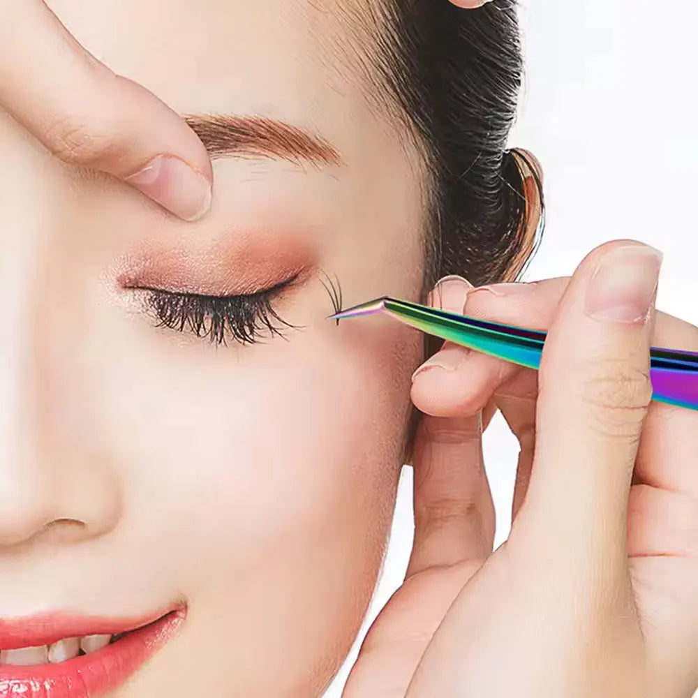 4Pcs Rainbow Eyelashes Tweezers Set Stainless Steel Superhard Tweezers Makeup Tools Nail Art Accessories Rhinestone Picker Tools