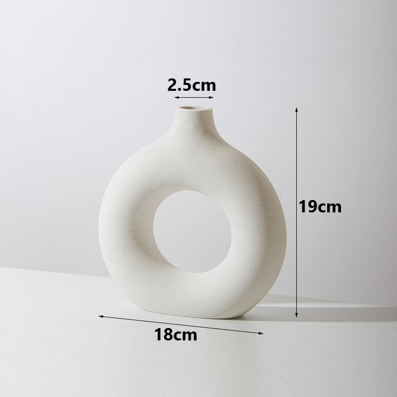 Donut Plain Burned Ceramic Vase Ins Wind