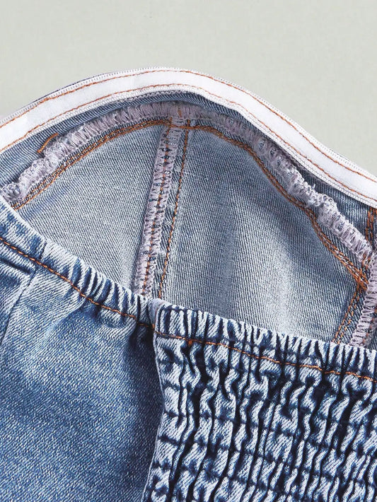 European style plunging neck denim spring new style sexy and intense allure fitted waist shaping design