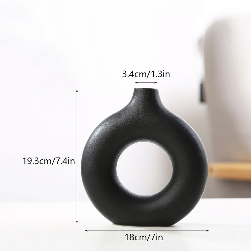 Donut Plain Burned Ceramic Vase Ins Wind