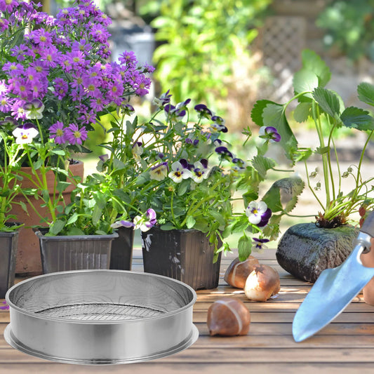 6mm Hole Sieve Sifter Stainless Steel Garden Sand Soil Tool for Compost Bonsai Planting Outdoor Mesh