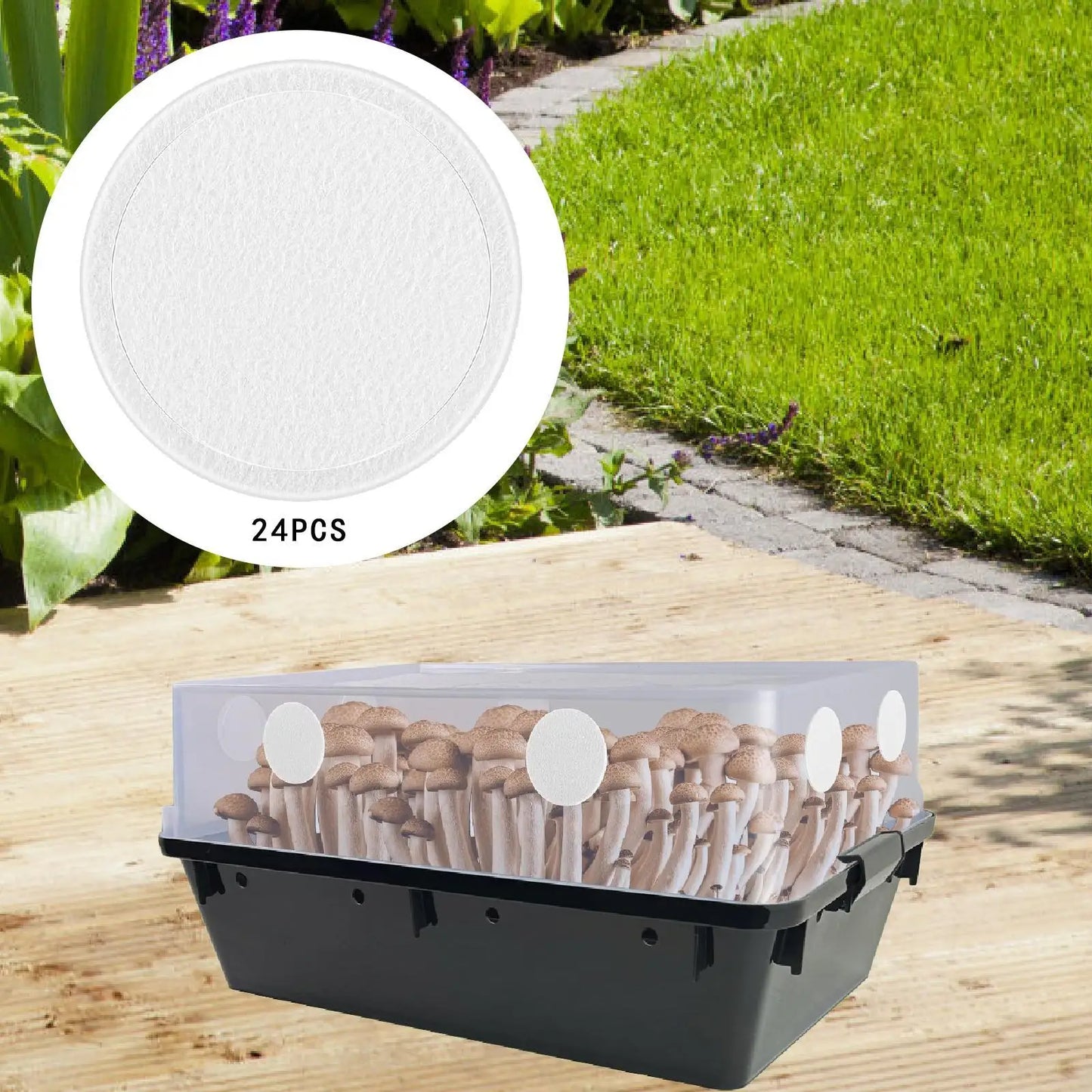 24 Pieces Monotub Adhesive Filter disks 2mm Thick Mushroom Cultivation Kitchen Accessories Mushroom Filter Mushroom Filter Pads