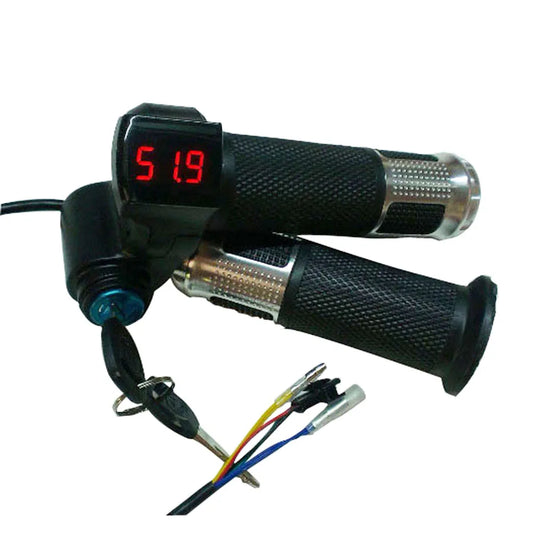 Electric Bike/Scooter Twist Throttle with Battery Power LCD Display Switch Handlebar Grips for Electric Bicycle/Scooter/E-Bike