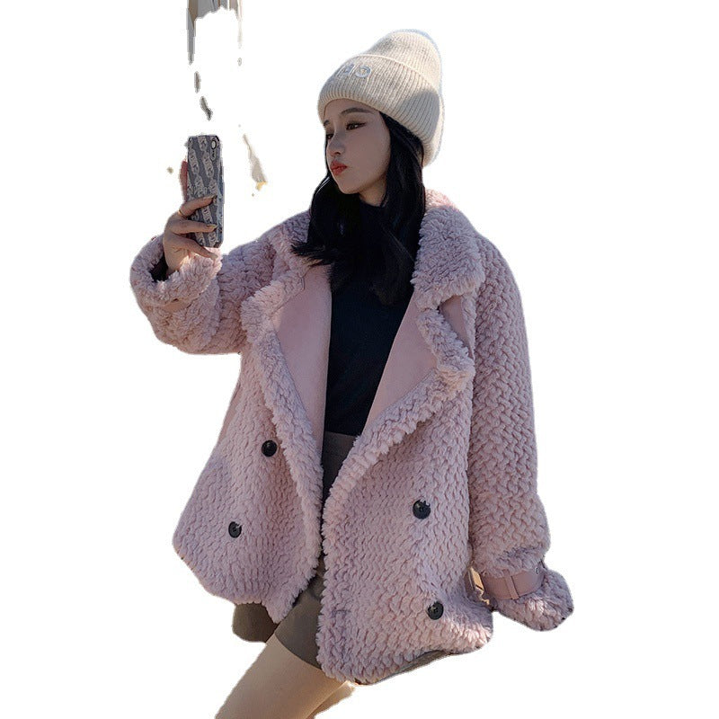 Fashion Ladies Winter Plush Lamb Wool Coat