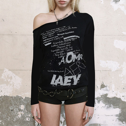 European And American T-shirt Female Letter Print Top