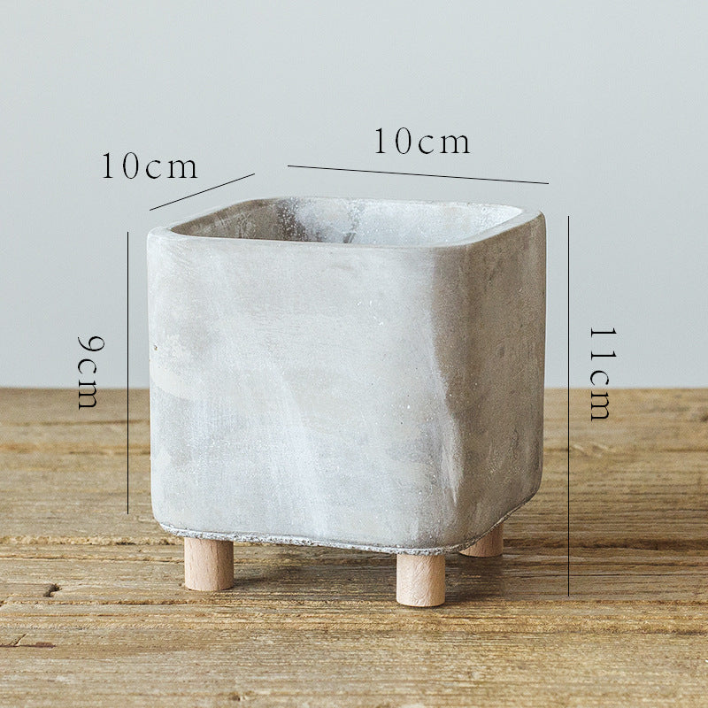 Desktop Cement Flowerpot With Legs