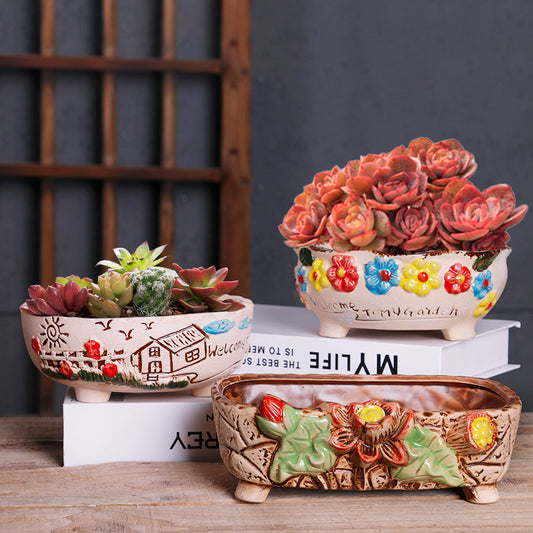 Ceramic Household Large-diameter Succulent Flower Pot