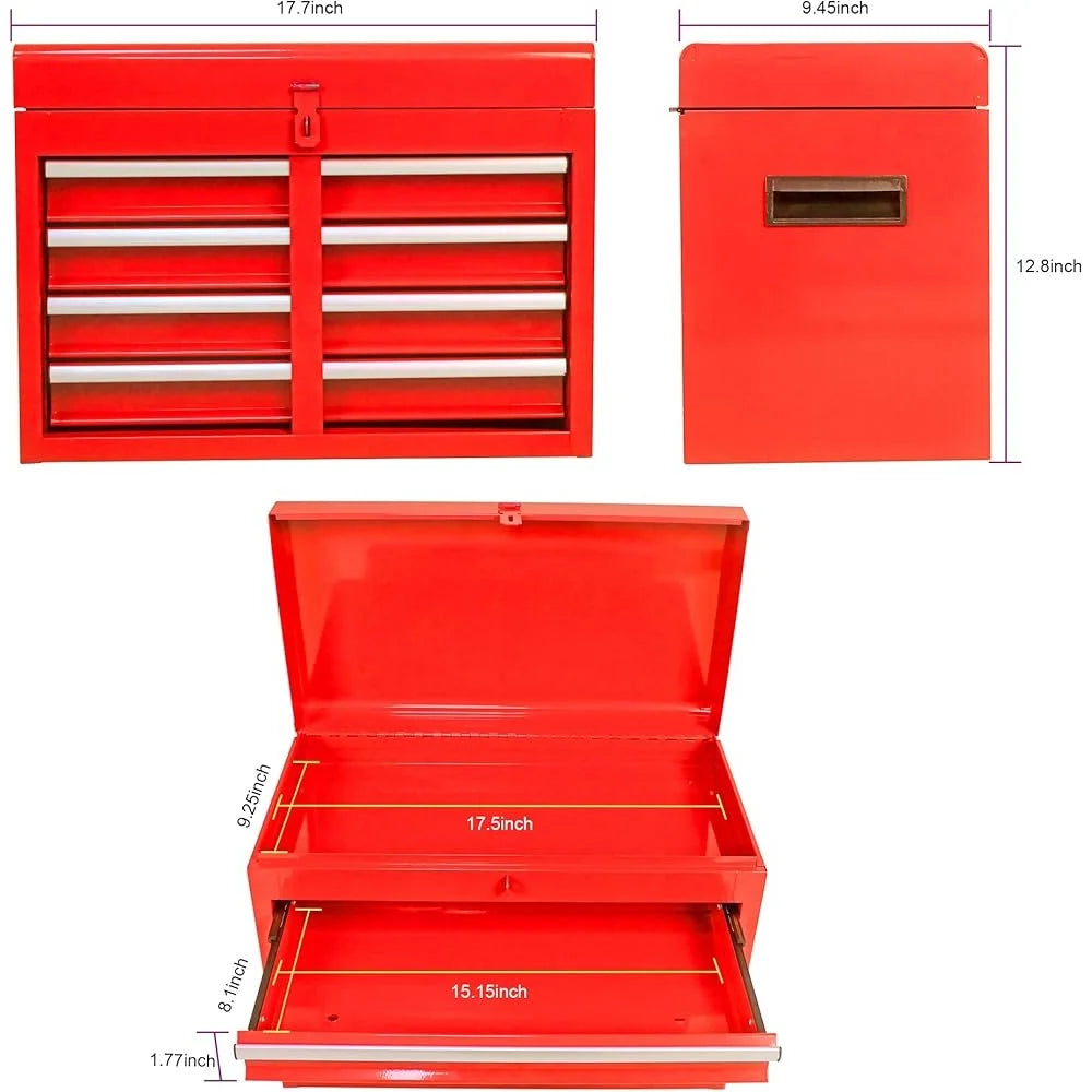 5-Drawer Tool Chest Rolling Organizer with Lockable Wheels Sliding Drawers Detachable Top Adjustable Shelf Tool Storage Cabinet